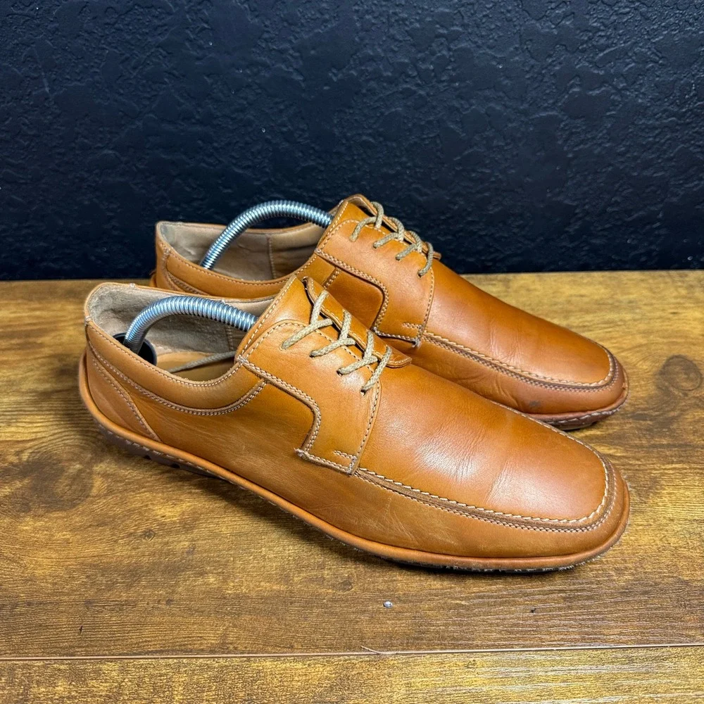 Firenze Tan Leather Moc Toe Derby Shoes Mens 42